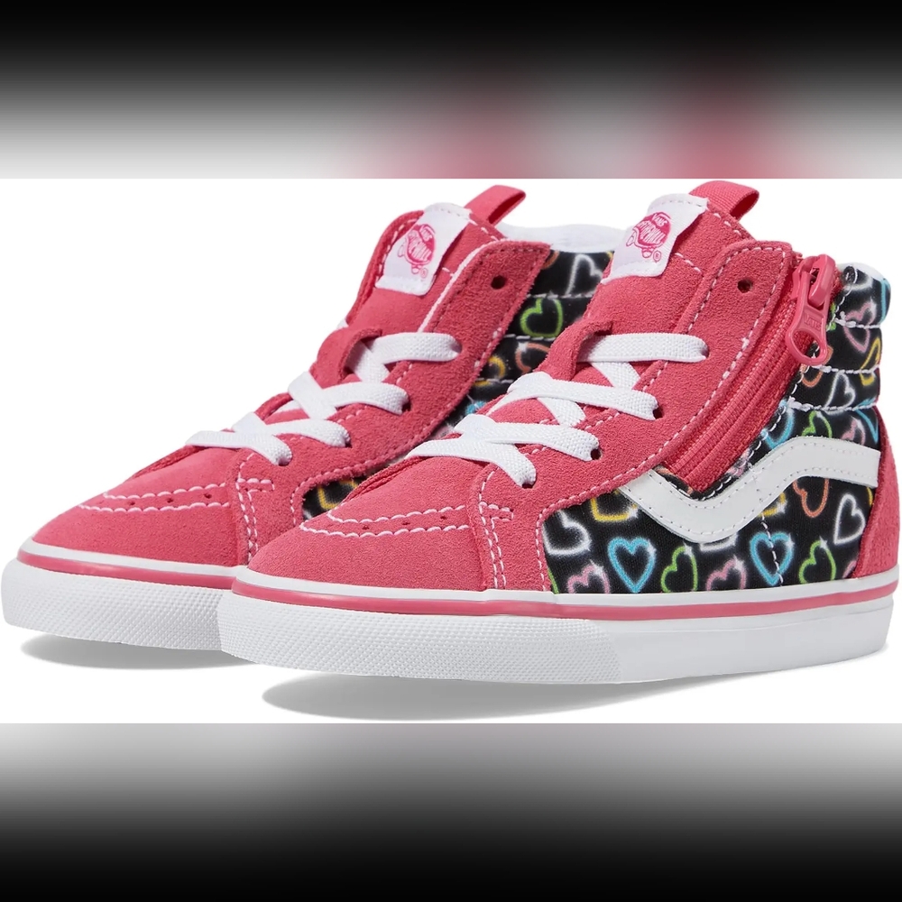 VANS Toddler Sk8-Hi Reissue Side Zip Neon Hearts Trainers